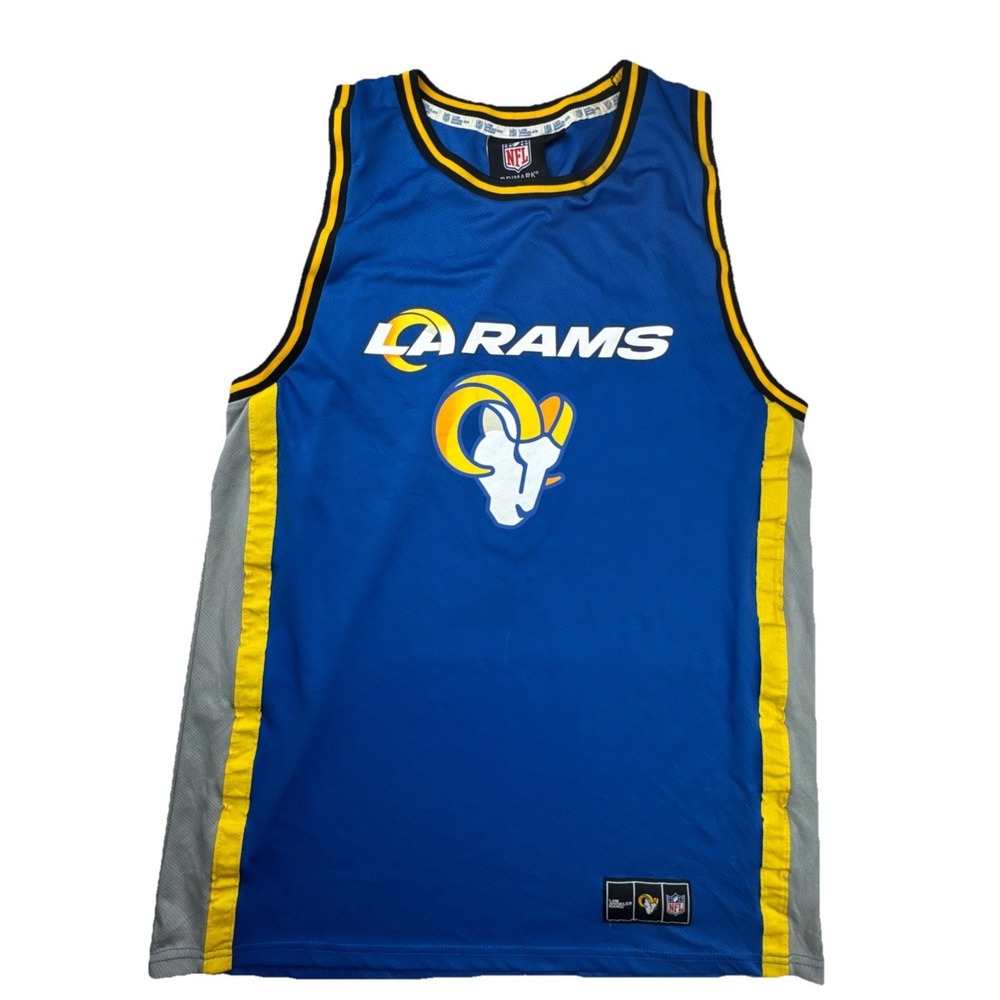NFL Primark Los Angeles Rams Mesh Basketball Jersey Tank Top XL Blue Yellow XL